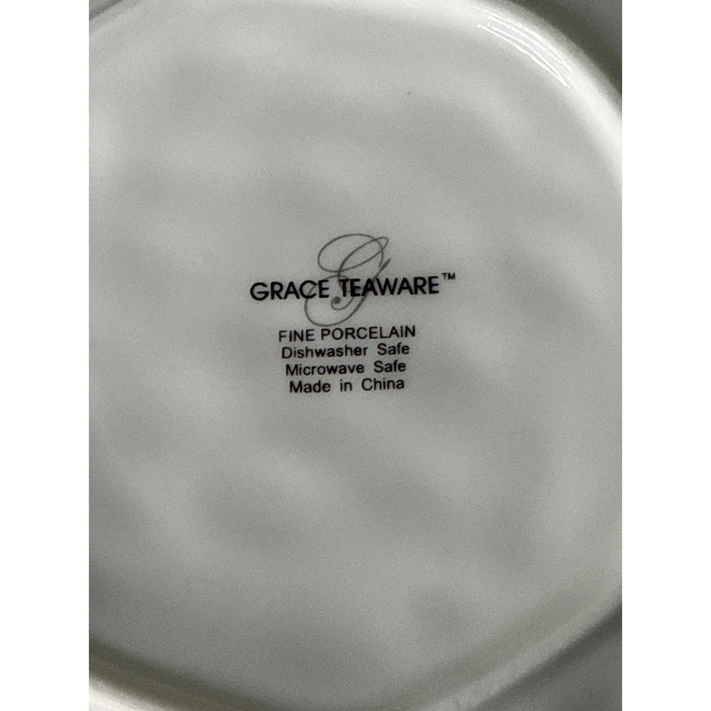Grace Teaware Yellow Lemons Porcelain Saucer Plate White Wavy Rim Trinket‎ Dish
